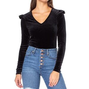 Celebrity Pink Long Sleeve Velvet Bodysuit